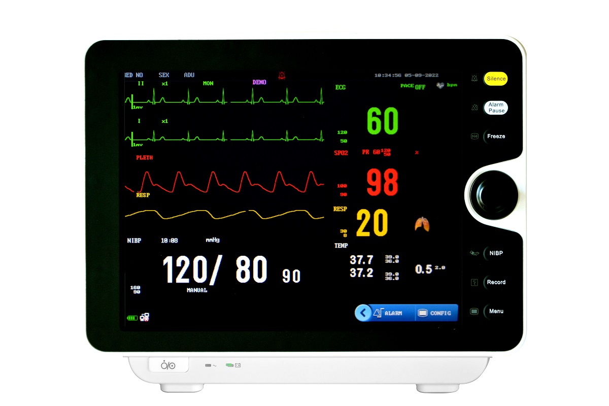 Medical Equipment Vital Signs Monitor with Trolley Medical Multiparameter 12.1 Inch ECG Patient Monitor