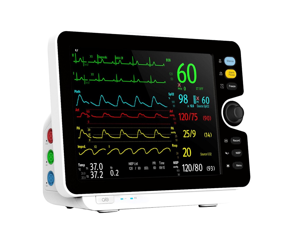 Medical Equipment Vital Signs Monitor with Trolley Medical Multiparameter 12.1 Inch ECG Patient Monitor